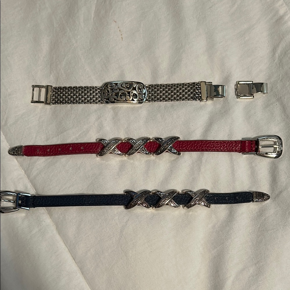 Brighton Red & Navy leather & Silver Mesh Bracelets
